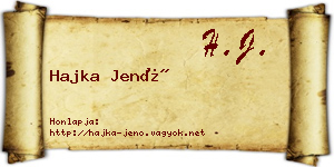 Hajka Jenő névjegykártya